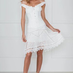 Corset Story WHITE COTTON EMBROIDERY ANGLAISE OVERBUST WITH GATHERED BUST